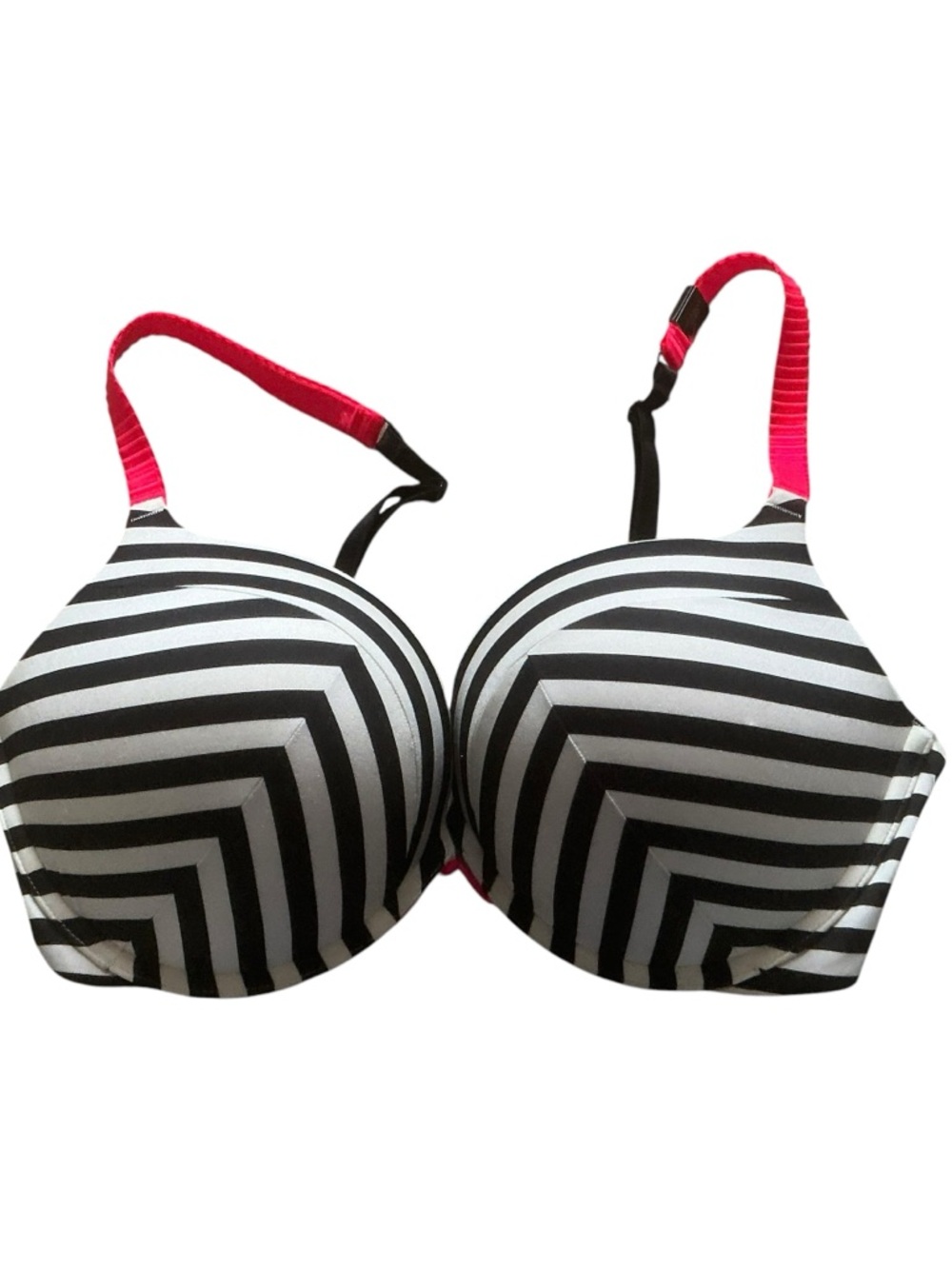 Victoria’s Secret bombshell push-up bra 36D add-2-cups white black striped RARE